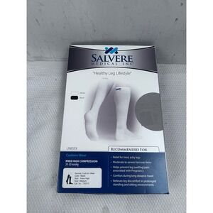Salvere Compression Socks Medium White 20-30mmHg Coolmax Support Unisex